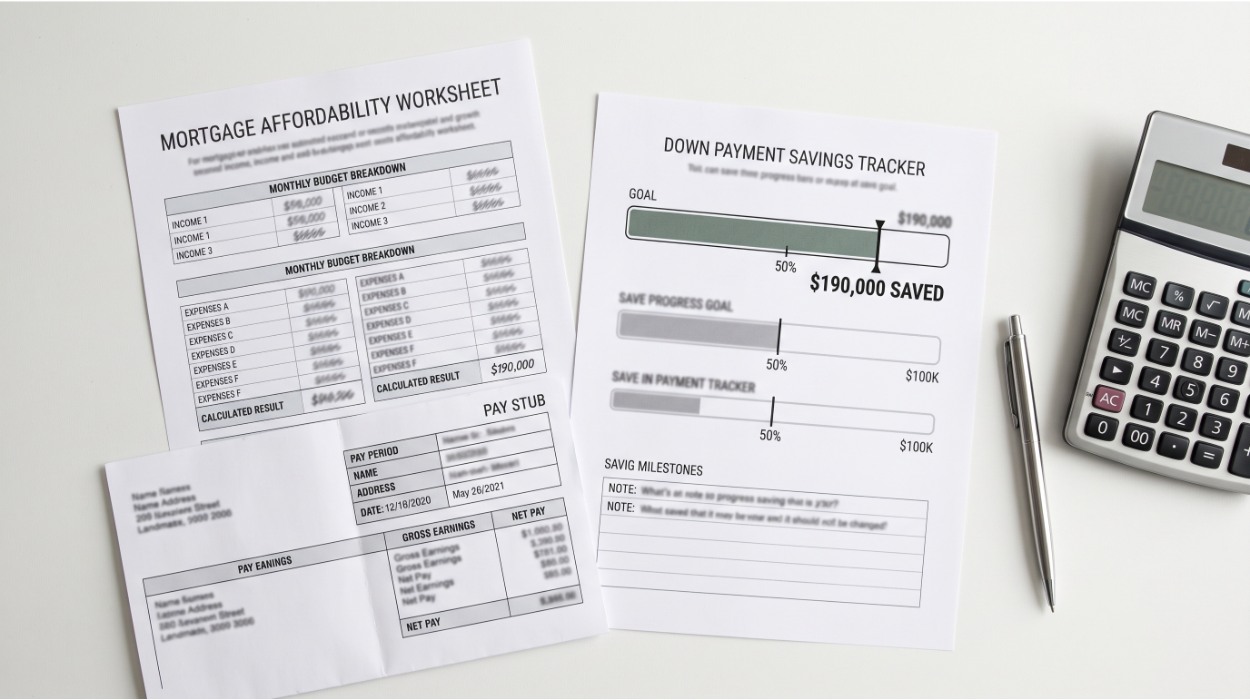 Brooklyn home affordability worksheet showing monthly mortgage breakdown and down payment savings — income required to buy in Brooklyn 2026