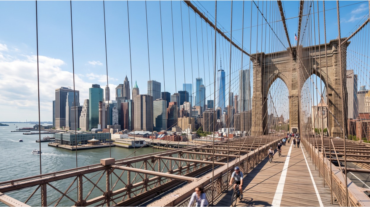 Brooklyn Bridge view with DUMBO waterfront and Manhattan skyline — Brooklyn vs other NYC boroughs home prices 2026